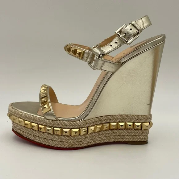 (SOLD) Christian Louboutin Cataclou 140 Nappa Silk Wedge's (1160975)- Size 40 EU - Picture 5 of 14